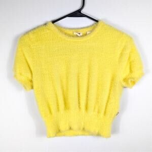 Levi's Yellow Fuzzy Short-Sleeve Crop Top